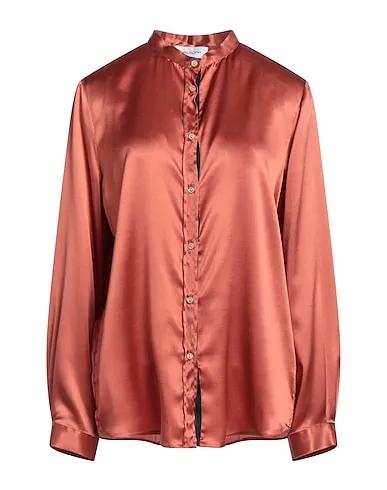 Rust Satin Solid color shirts & blouses