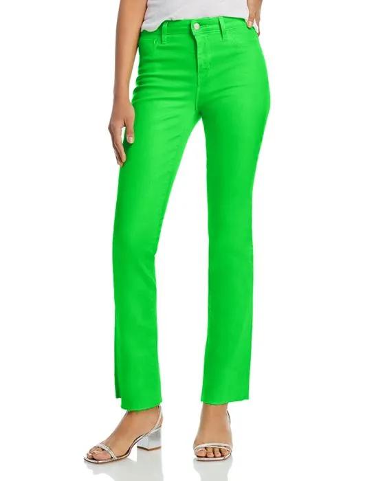Ruth High Rise Straight Leg Jeans in Lime Green