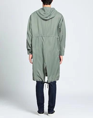 Sage green Cotton twill Full-length jacket