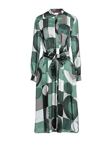 Sage green Cotton twill Midi dress