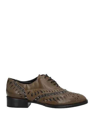 Sage green Leather Laced shoes