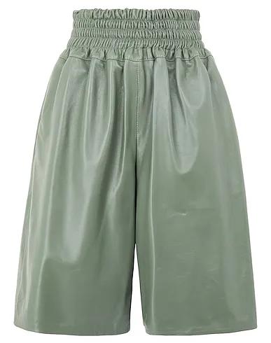 Sage green Leather Leather pant LEATHER PULL-ON BERMUDA 
