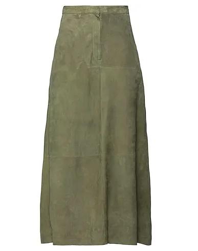 Sage green Leather Maxi Skirts