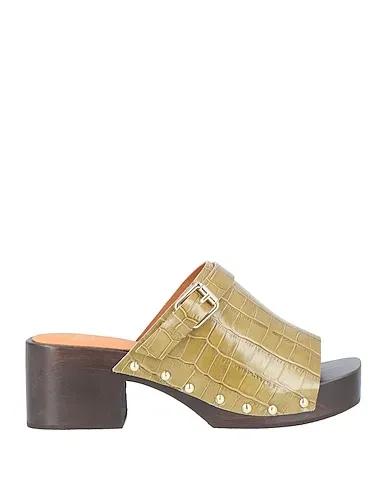 Sage green Leather Mules and clogs