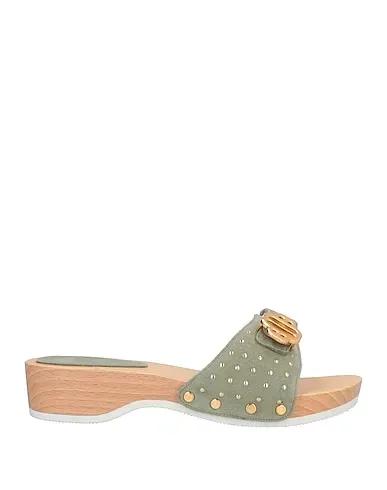 Sage green Leather Mules and clogs