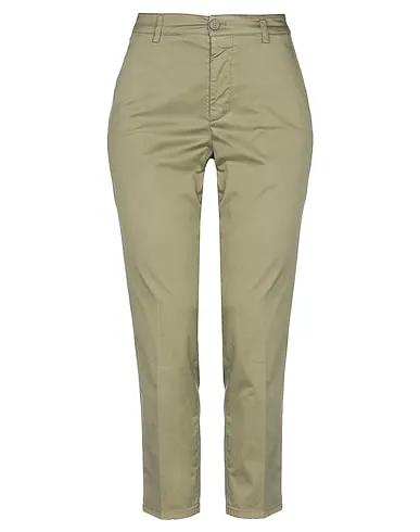 Sage green Plain weave Casual pants