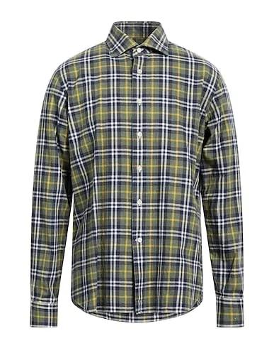 Sage green Plain weave Checked shirt