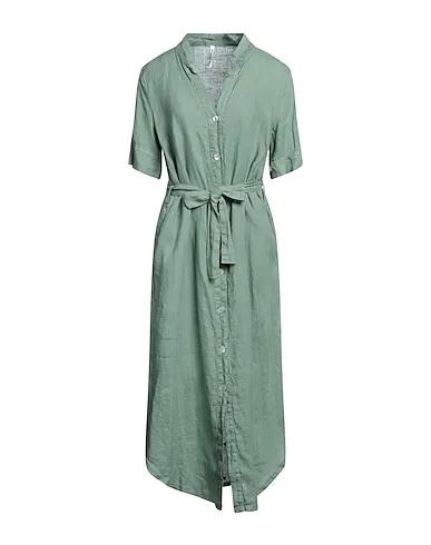 Sage green Plain weave Long dress