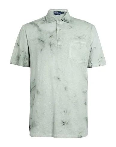 Sage green Polo shirt CLASSIC FIT COTTON-LINEN POLO SHIRT
