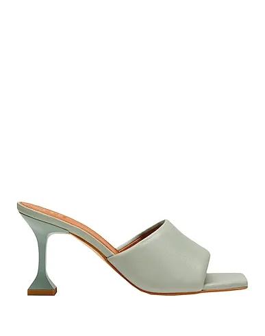 Sage green Sandals LEATHER SQUARE TOE SPOOL-HEEL SANDALS
