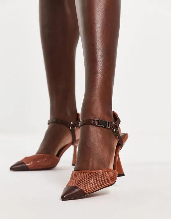 Sail mesh heeled shoes in tan