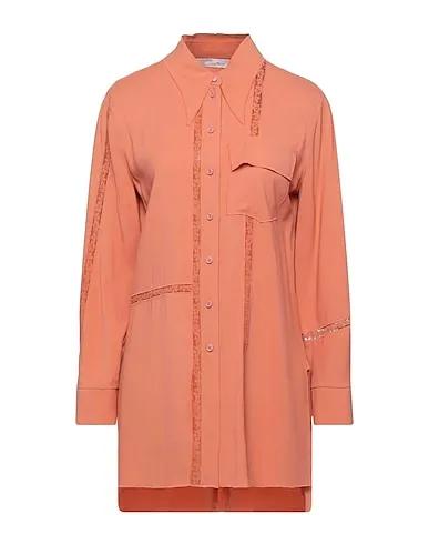 Salmon pink Cotton twill Lace shirts & blouses