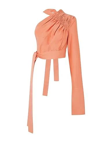Salmon pink Cotton twill One-shoulder top