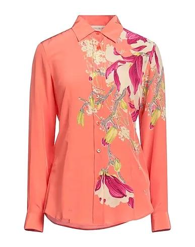 Salmon pink Crêpe Floral shirts & blouses