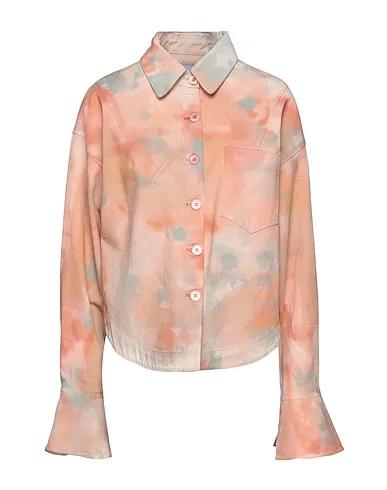 Salmon pink Denim Patterned shirts & blouses