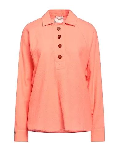 Salmon pink Flannel Solid color shirts & blouses
