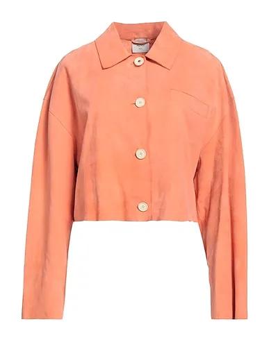 Salmon pink Leather Solid color shirts & blouses