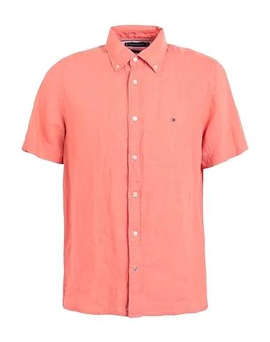 Salmon pink Plain weave Linen shirt