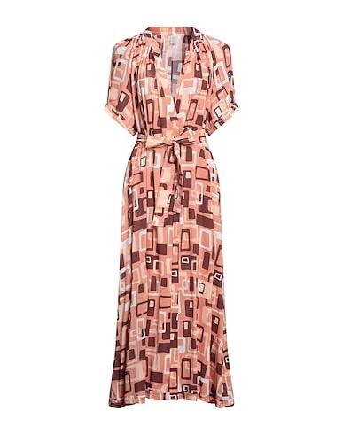 Salmon pink Plain weave Long dress