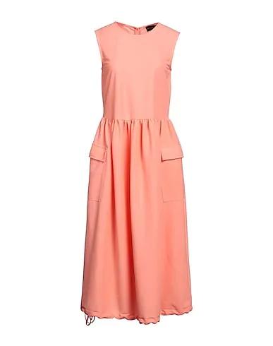 Salmon pink Plain weave Long dress