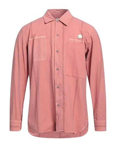 Salmon pink Plain weave Patterned shirt