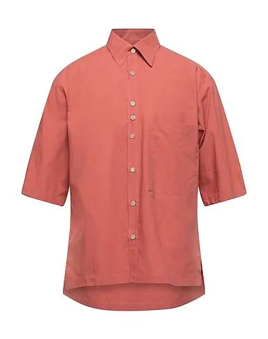 Salmon pink Plain weave Solid color shirt