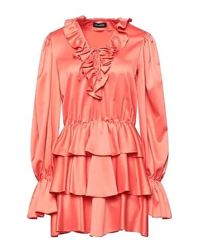 Salmon pink Satin Short dress