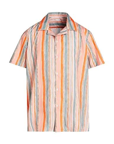 Salmon pink Striped shirt PRINTED CAMP-COLLAR S/SLEEVE OVERSIZE SHIRT