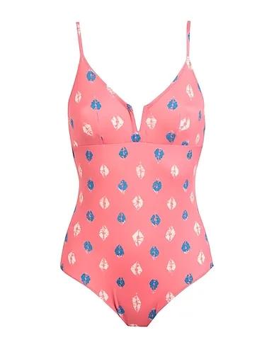 Salmon pink Synthetic fabric One-piece swimsuits