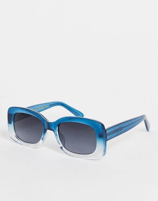 Salo square sunglasses in petroleum/crystal transparent