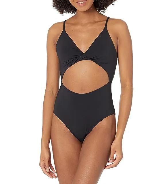 Saltwater Solids Twisted One-Piece