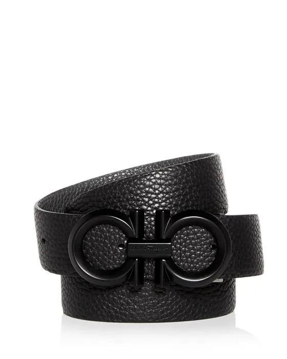 Salvatore Men's Black Buckle Reversible Leather Belt