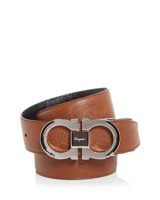 Salvatore Men's Double Gancini Buckle Reversible Leather Belt 