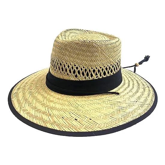 San Diego Hat Co. Men's Upf 50 Wide Brim Straw Lifeguard Outback Sun, Natural, One Size