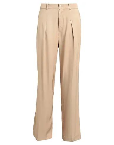 Sand Cotton twill Casual pants PLEATED TWILL WIDE-LEG PANT
