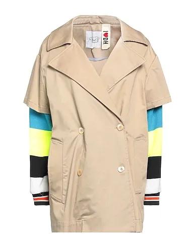 Sand Cotton twill Double breasted pea coat