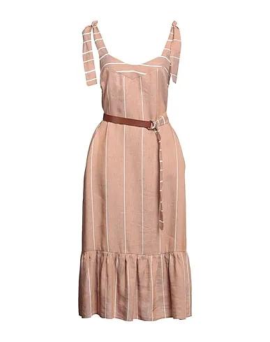 Sand Plain weave Midi dress