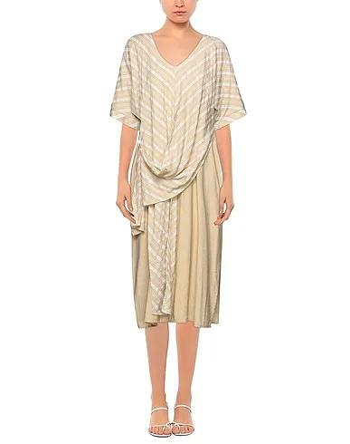 Sand Plain weave Midi dress