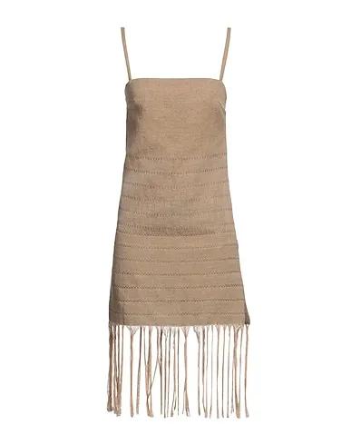 Sand Plain weave Short dress