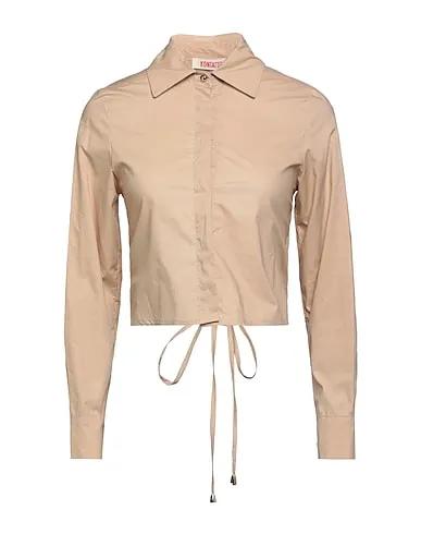 Sand Plain weave Solid color shirts & blouses