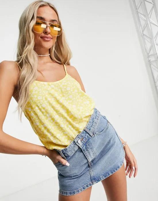 Sanna strappy printed Tank top in yellow