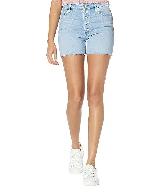 Sarah Longline Shorts w/ Exposed Buttonfly in Parkway Distressed