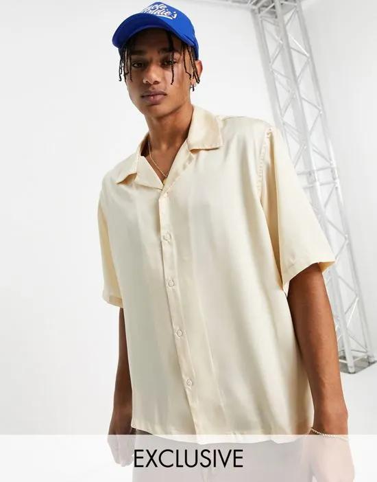 satin shirt in champagne- exclusive to ASOS