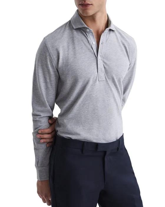 Saxon Long Sleeve Slim Fit Pique Jersey Polo