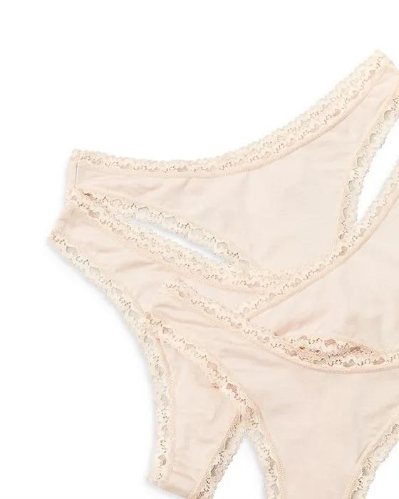 Scalloped Lace Thong, Pack of 4
