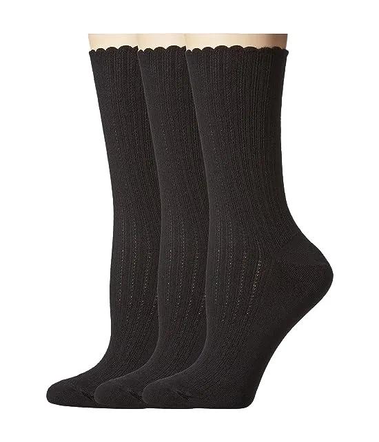 Scalloped Pointelle Socks 3-Pack