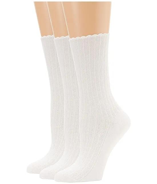 Scalloped Pointelle Socks 3-Pack