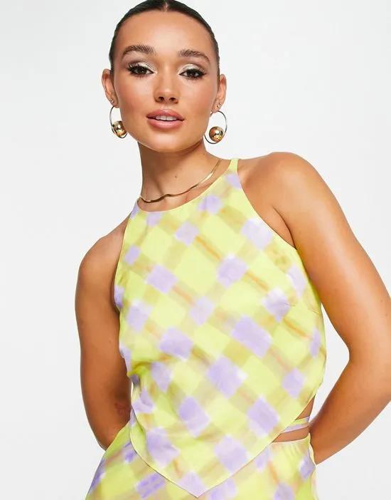 scarf top in yellow check print - part of a set
