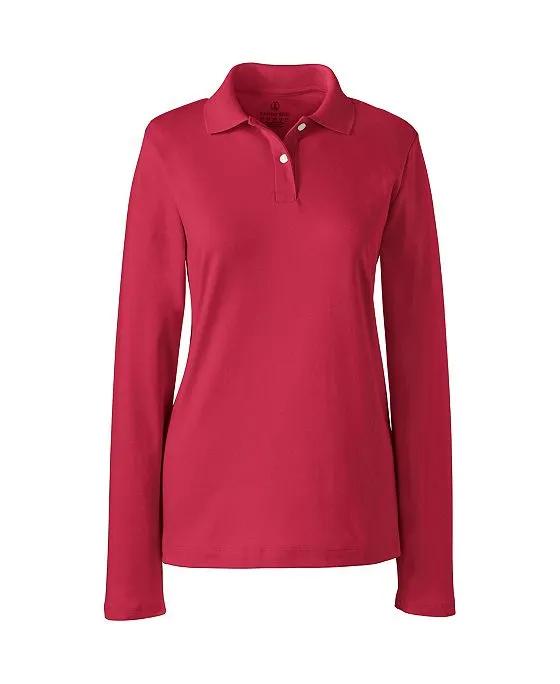 School Uniform Women's Long Sleeve Feminine Fit Interlock Polo Shirt