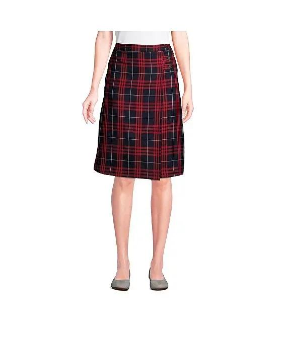 School Uniform Women's Plaid A-line Skirt Below the Knee
